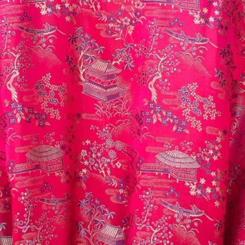 Vintage Oriental Satin Brocade Smoking Jacket w/ Black Pants Men Size 48 - Picture 10 of 14